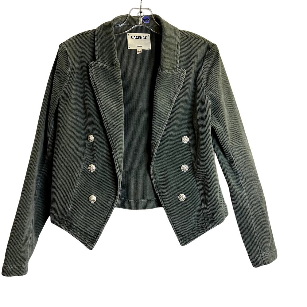 l’agence wayne corduroy green jacket size M cotton - Picture 3 of 8